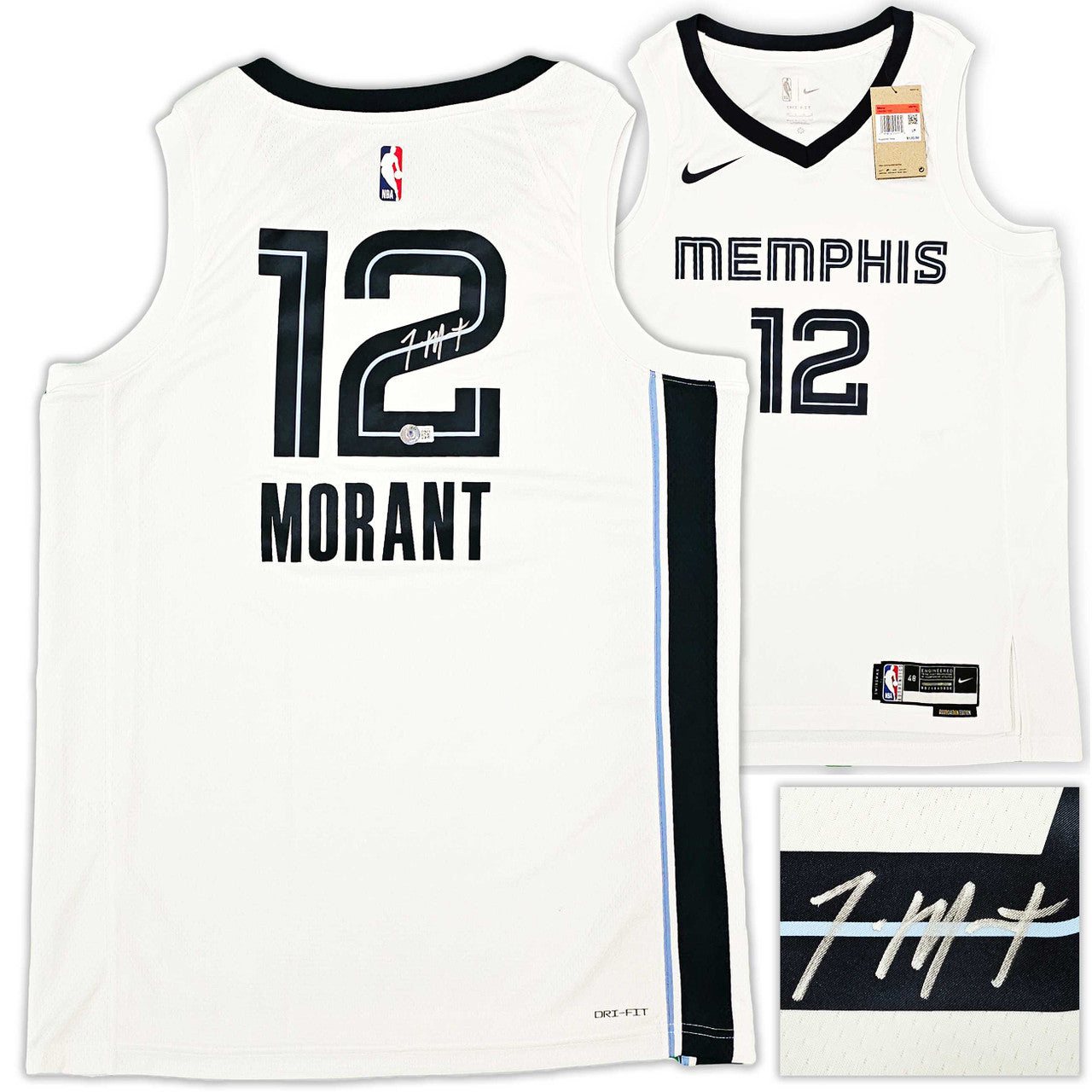 Ja Morant Autographed White Association Jersey – BAS QR