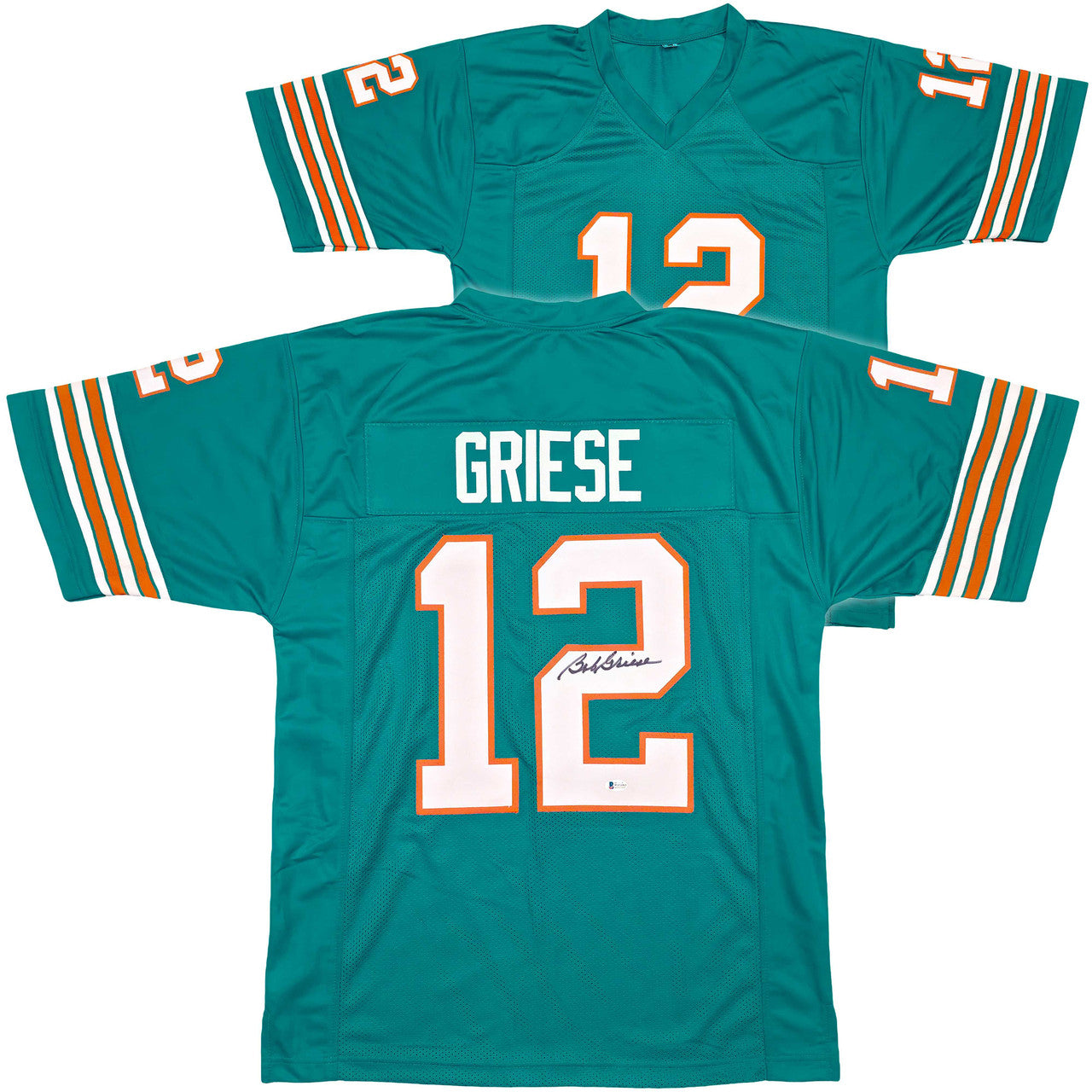 Miami Dolphins Bob Griese Autographed Teal Jersey Beckett BAS Witness