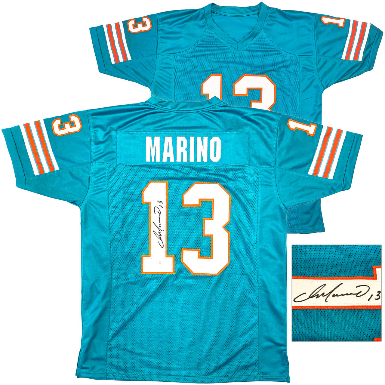 Dan Marino Signed Miami Dolphins Teal Custom Jersey – Beckett BAS QR COA