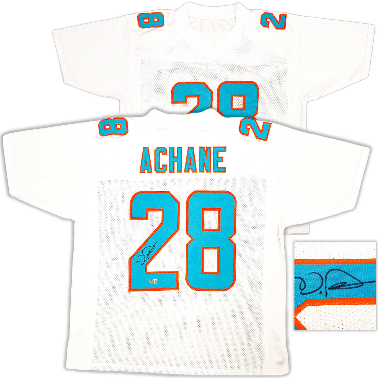 De'Von Achane Autographed Miami Dolphins White Custom Jersey – Beckett BAS Witness