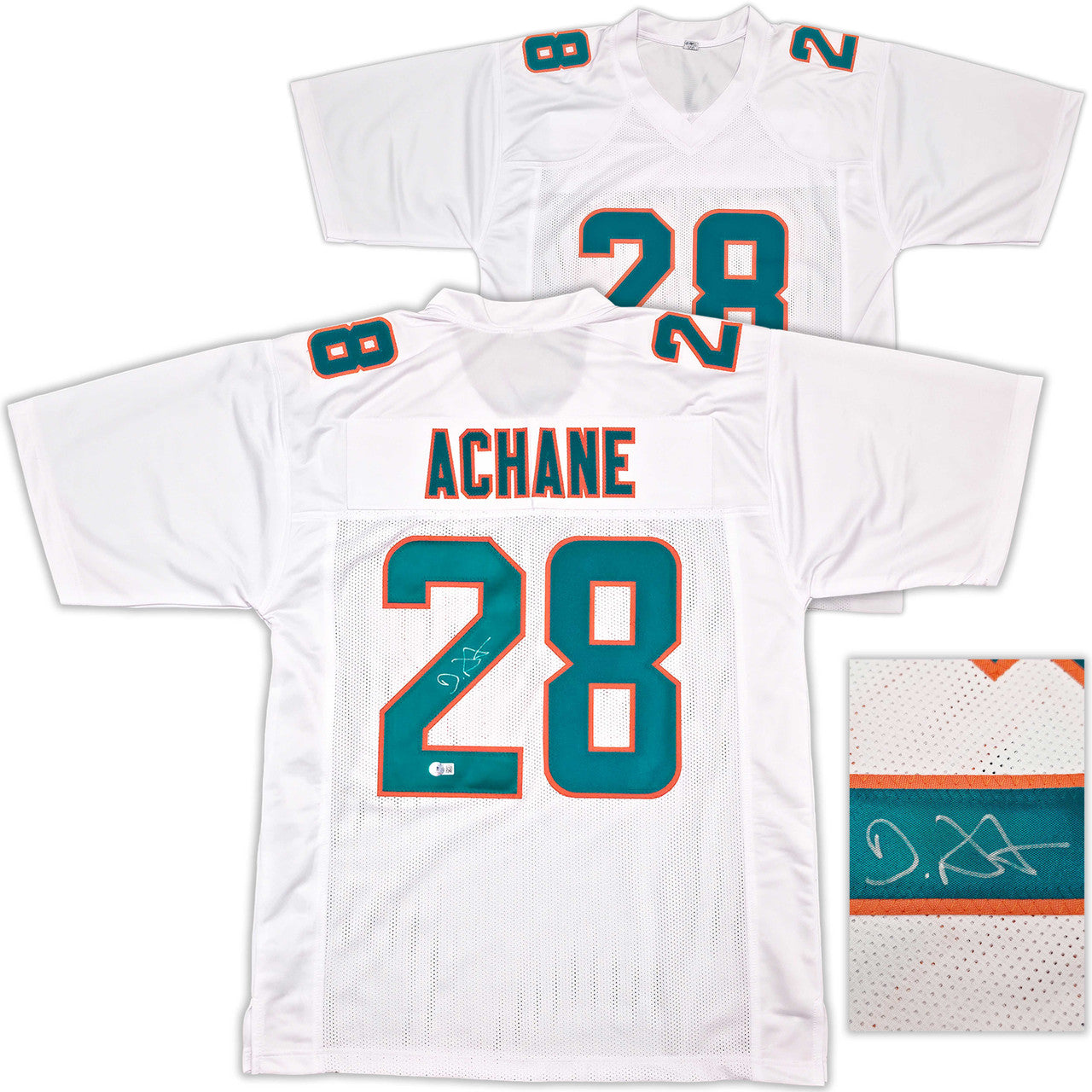 Miami Dolphins De'Von Achane Autographed White Jersey Beckett BAS Witness