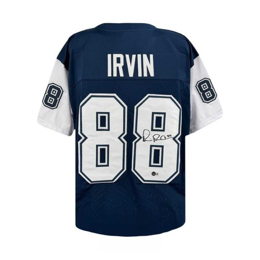Michael Irvin Autographed Dallas Cowboys Navy Thanksgiving Jersey – BAS COA