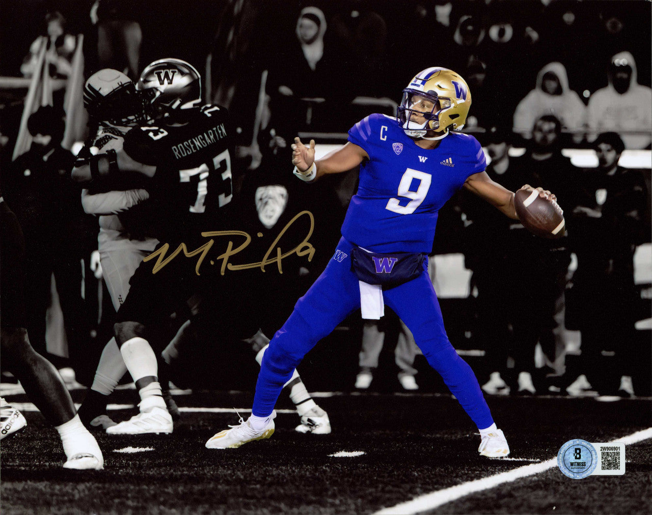Michael Penix Jr. Autographed 8x10 Photo Washington Huskies Beckett BAS Witness Stock #242587