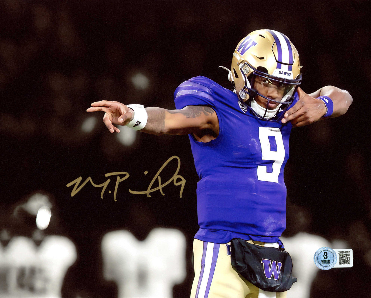 Michael Penix Jr. Autographed 8x10 Photo Washington Huskies Bow & Arrow Beckett BAS Witness Stock #242588