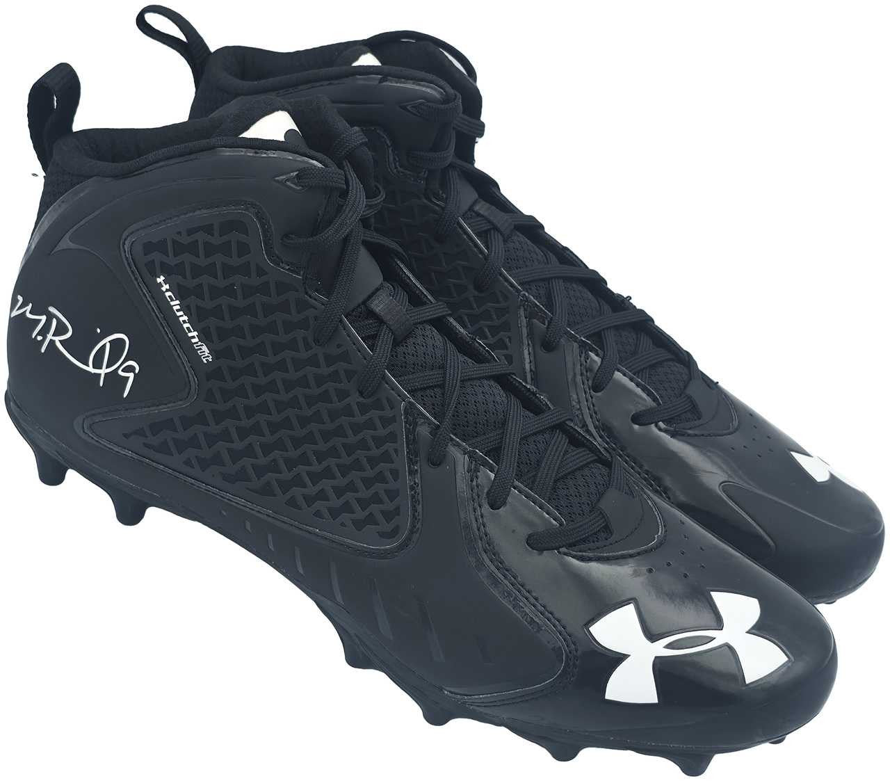 Michael Penix Jr. Autographed Pair of Black Under Armour Team Fierce MC Cleats Atlanta Falcons Size 13 Beckett BAS Witness Stock #242579