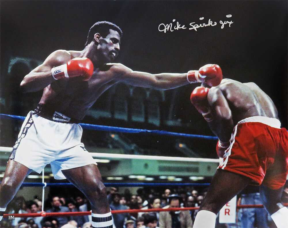 Michael Spinks Signed Boxing Punching Action 16x20 Photo w/Jinx - Schwartz Authenticated