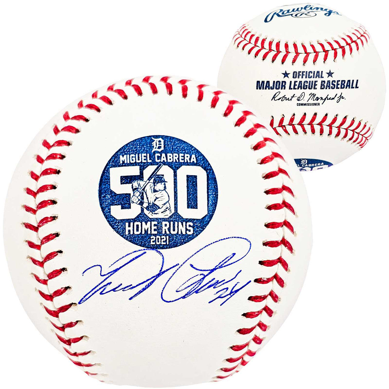 Miguel Cabrera Autographed Official MLB 500 Home Run HR Logo Baseball Detroit Tigers Beckett BAS Witness
