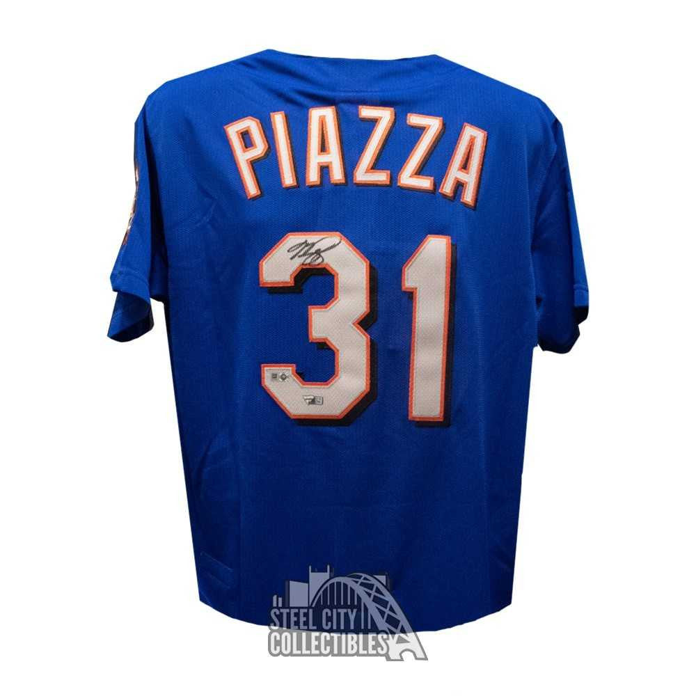 Mike Piazza Autographed New York Mets Mitchell & Ness Blue Jersey – Fanatics COA