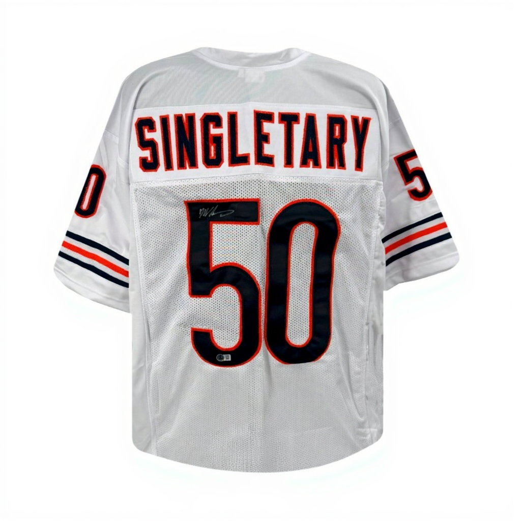 Mike Singletary Autographed Chicago Bears Custom White Football Jersey - BAS