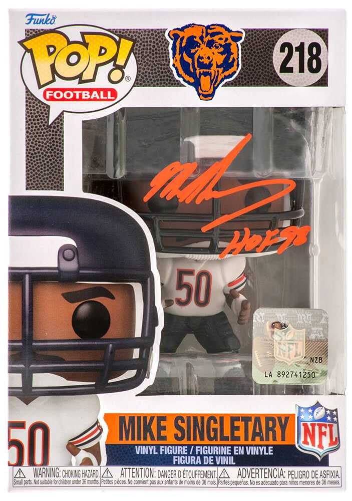 Mike Singletary Signed Chicago Bears Mike Singletary Funko Pop Doll #218 w/HOF'98 - Schwartz Authenticated
