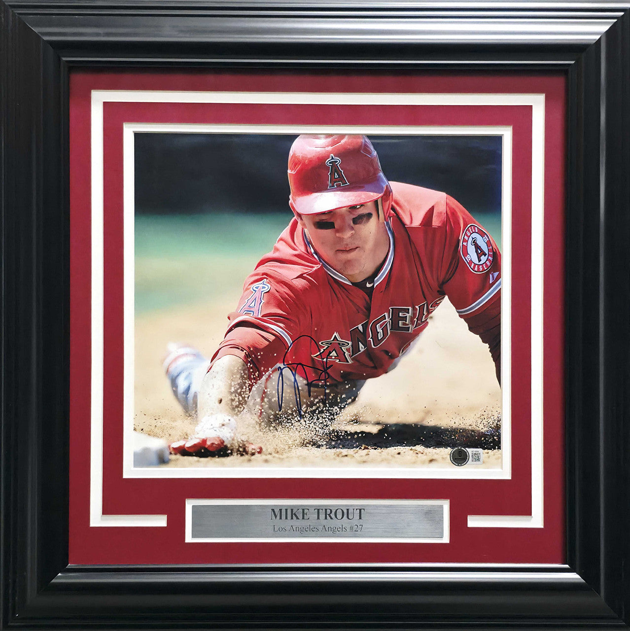 Mike Trout Autographed Framed 11x12 Photo Los Angeles Angels Beckett BAS #AE16564