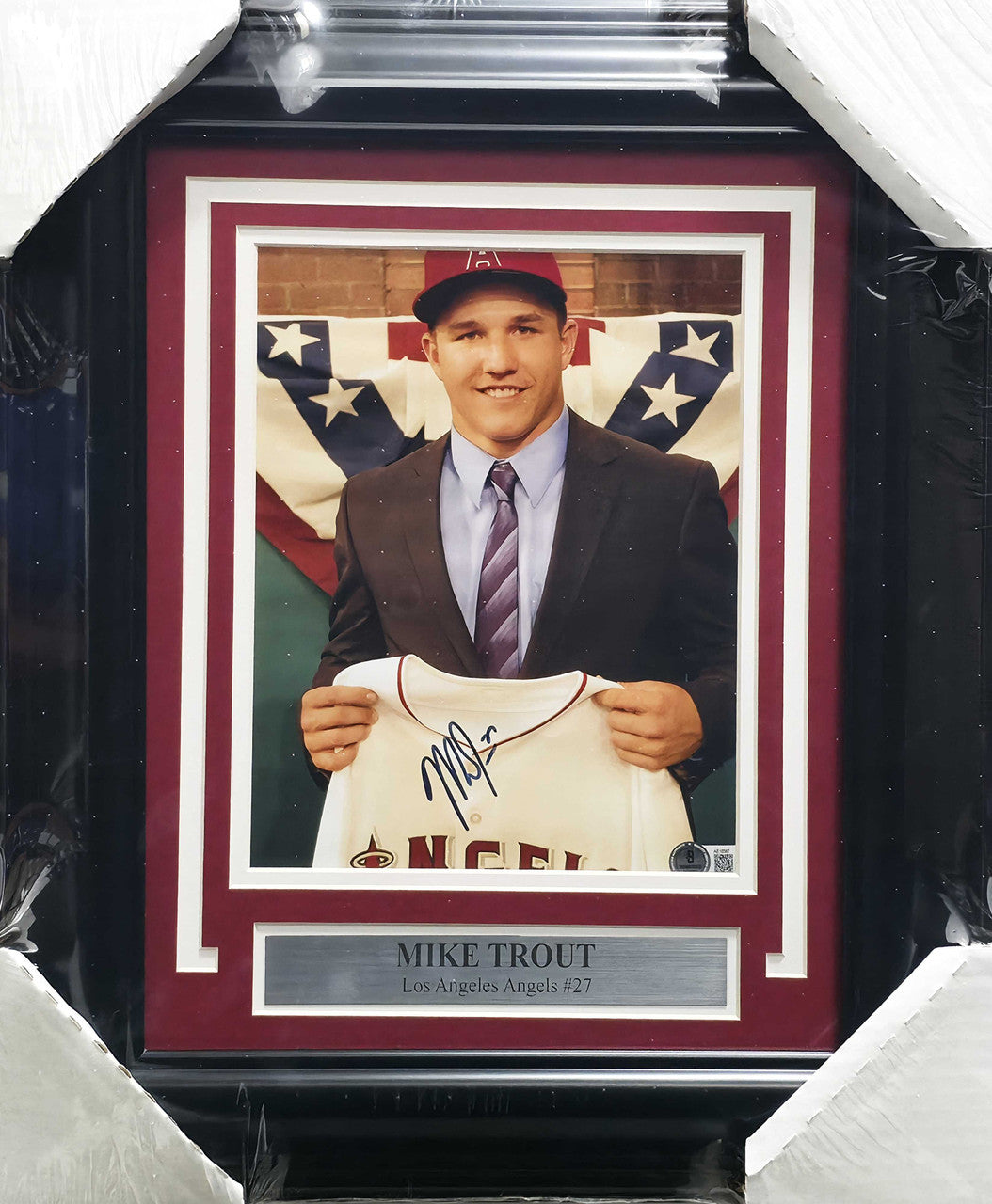 Mike Trout Autographed Framed 8x10 Photo California Angels Beckett BAS #AE16567