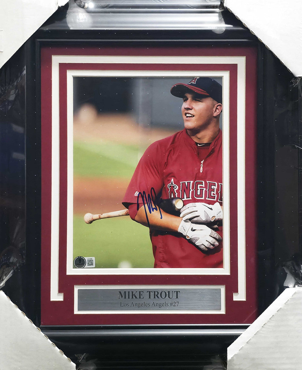 Mike Trout Autographed Framed 8x10 Photo California Angels Beckett BAS #AE16568