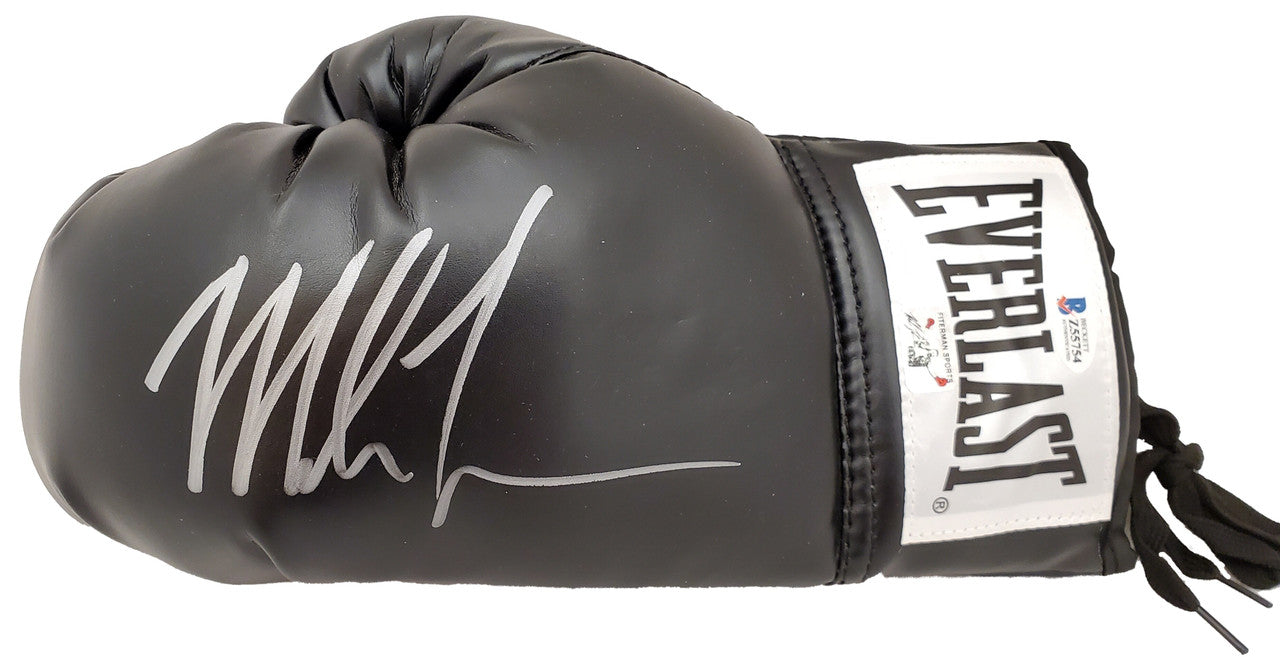 Mike Tyson Autographed Black Everlast Boxing Glove LH Signed In Silver Beckett