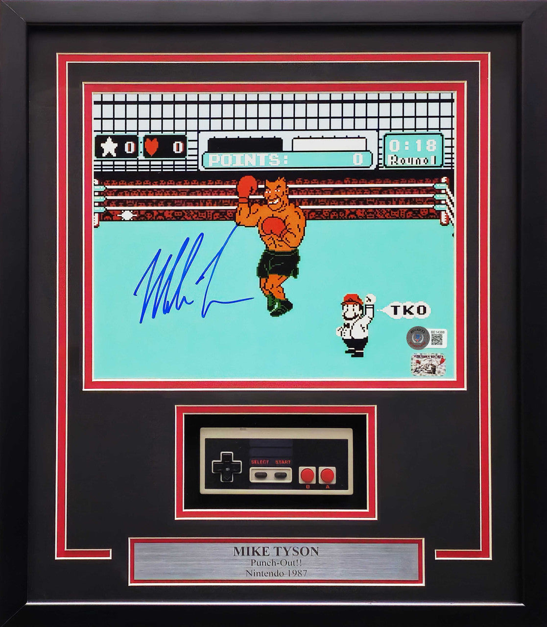 Mike Tyson Autographed Framed 11x14 Nintendo Punch-Out!! Photo with NES Controller – Beckett BAS QR COA