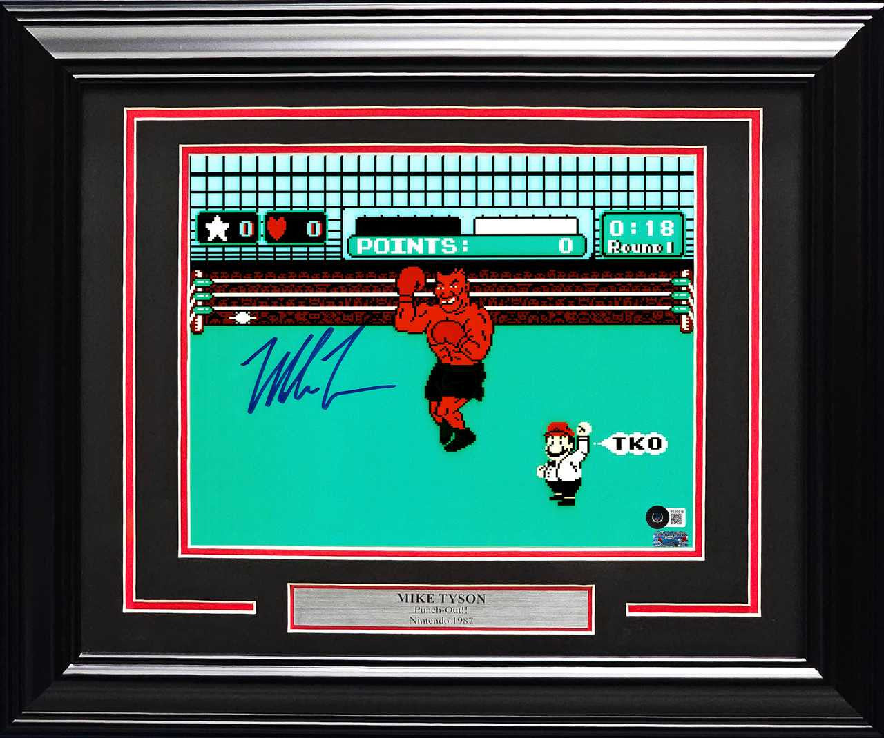 Mike Tyson Autographed Framed 11x14 Photo Nintendo Punch-Out!! Beckett BAS QR
