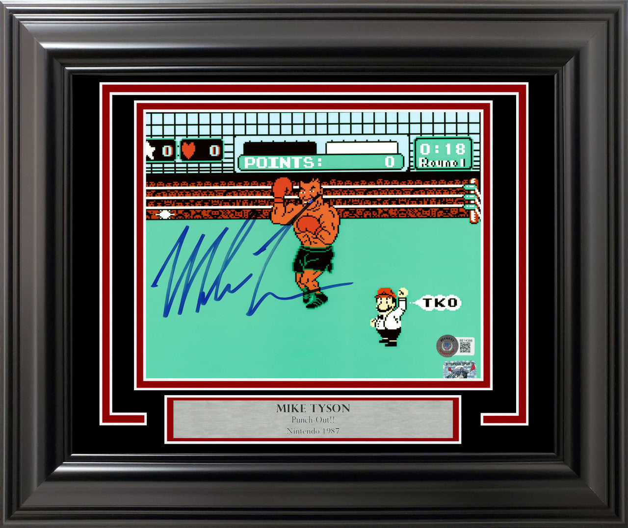 Mike Tyson Autographed Framed 8x10 Photo Nintendo Punch-Out!! Beckett BAS QR