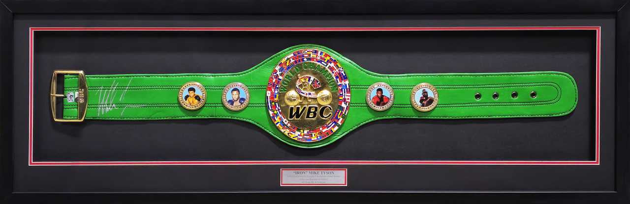 Mike Tyson Autographed Framed WBC World Championship Green Belt – Beckett BAS QR COA