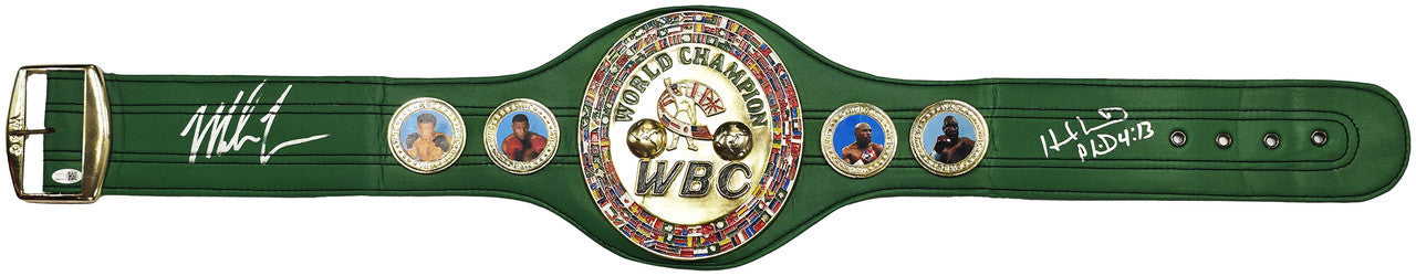 Mike Tyson & Evander Holyfield Autographed Green WBC World Championship Boxing Belt JSA QR