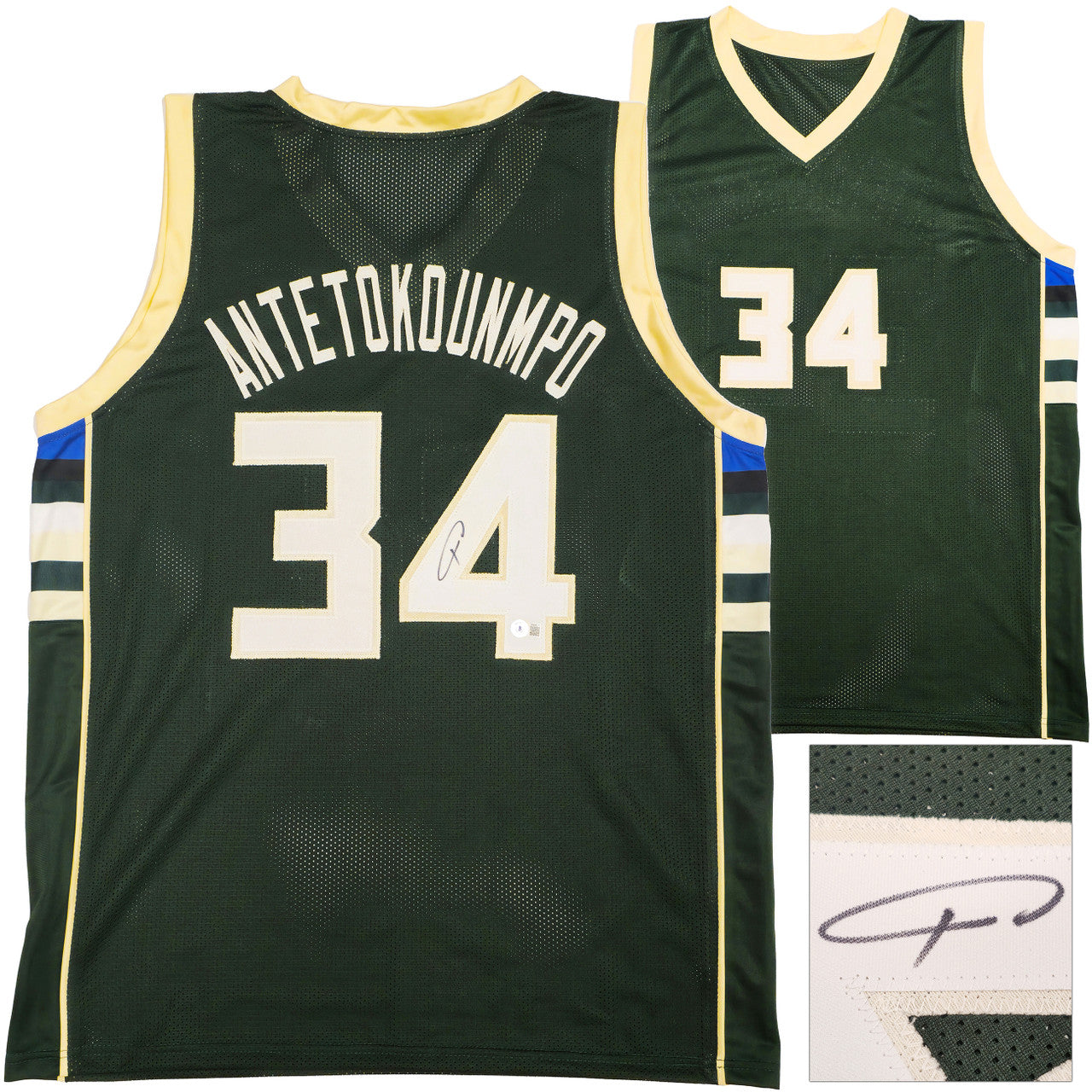 Giannis Antetokounmpo Signed Bucks Green Jersey | BAS Witness