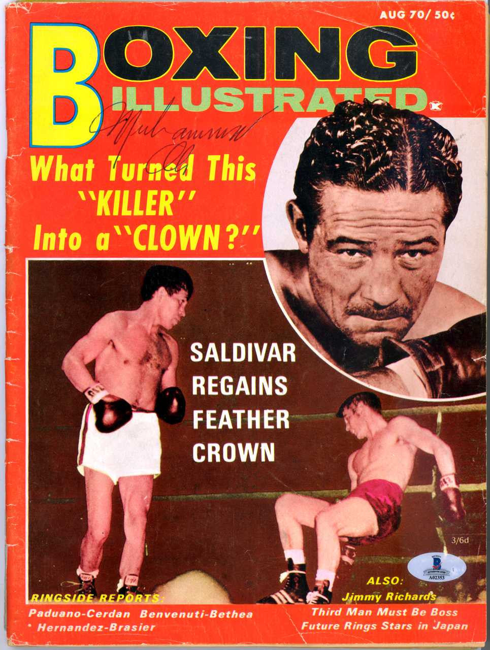 Muhammad Ali Autographed Boxing Illustated Magazine Vintage Beckett BAS #A02353