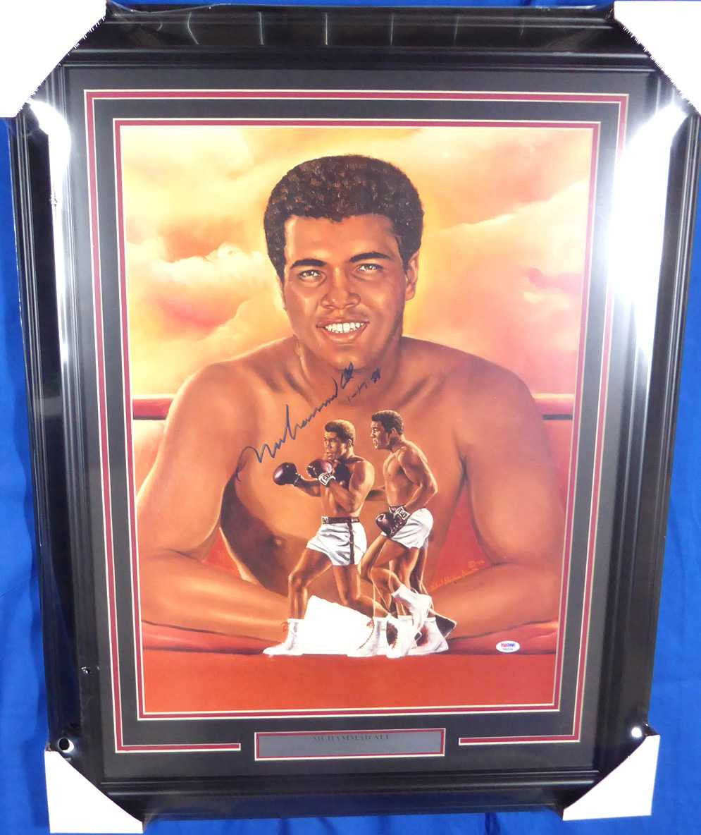 Muhammad Ali Autographed Framed 18x24 Lithograph Photo "1-17-88" PSA/DNA #B92339