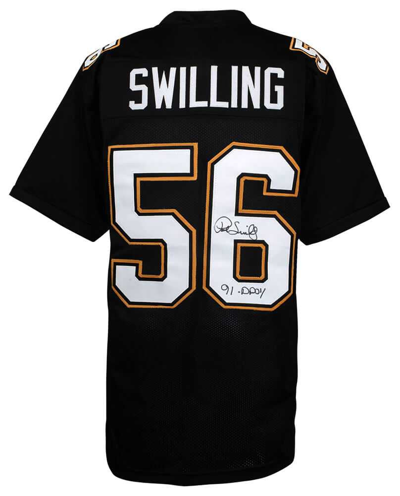 New Orleans Saints Pat Swilling Signed Black Jersey w/91 DPOY - Schwartz Authenticated