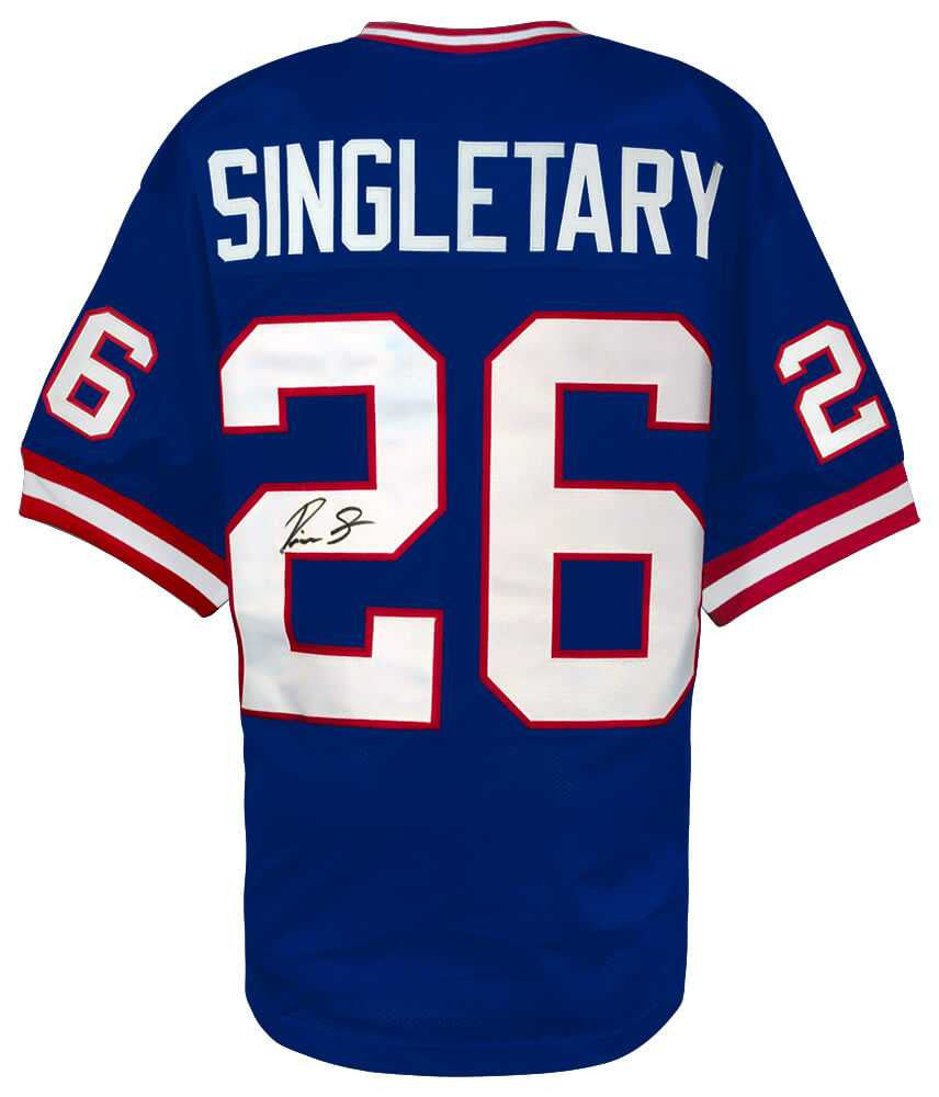 New York Giants Devin Singletary Signed Blue Custom Football Jersey