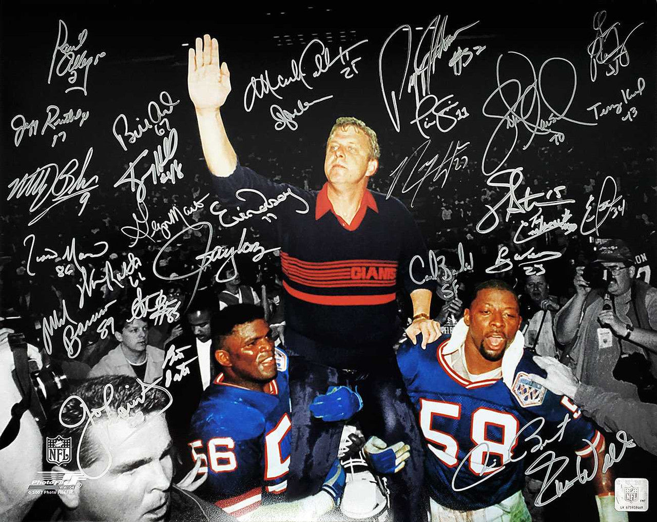 New York Giants Super Bowl XXI / XXV Team Signed Bill Parcells Carried Off Field Spotlight 16x20 Photo (29 Signatures) – Schwartz Sports Authenticated