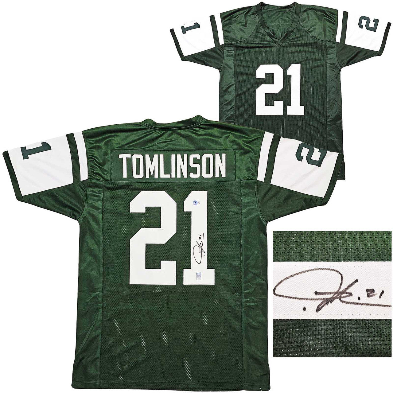New York Jets LaDainian Tomlinson Autographed Green Jersey (Beckett BAS QR COA)