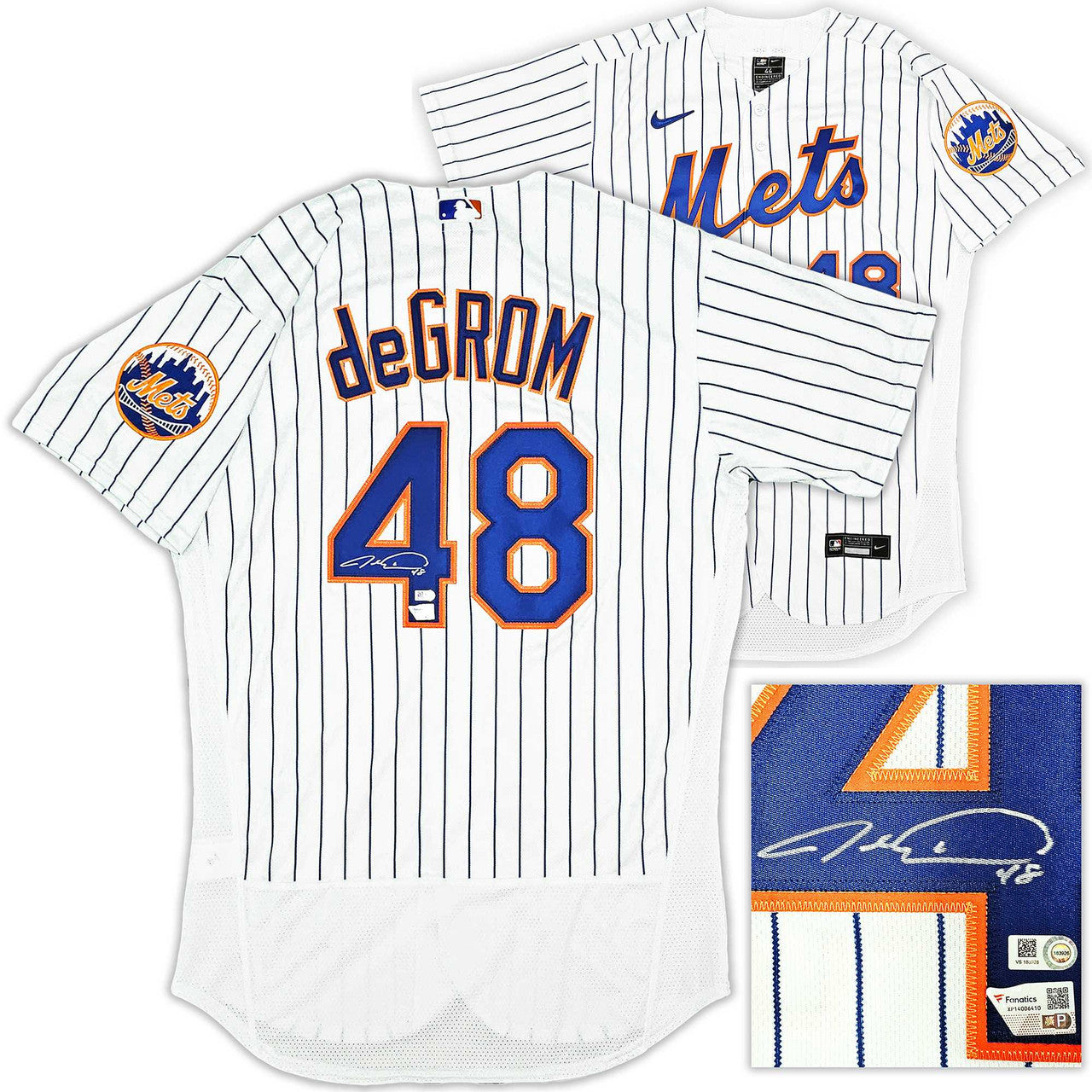 New York Mets Jacob deGrom Autographed White Nike Authentic Jersey Size 44 Fanatics Holo