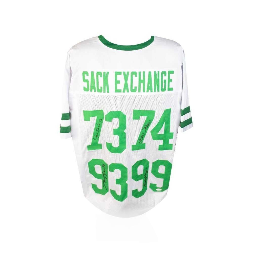 New York Sack Exchange Autographed White Custom Jersey – Klecko, Gastineau, Lyons & Salaam – JSA COA