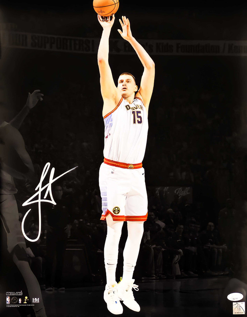 Nikola Jokic Autographed 16x20 Photo Denver Nuggets 2023 NBA Finals Spotlight JSA!