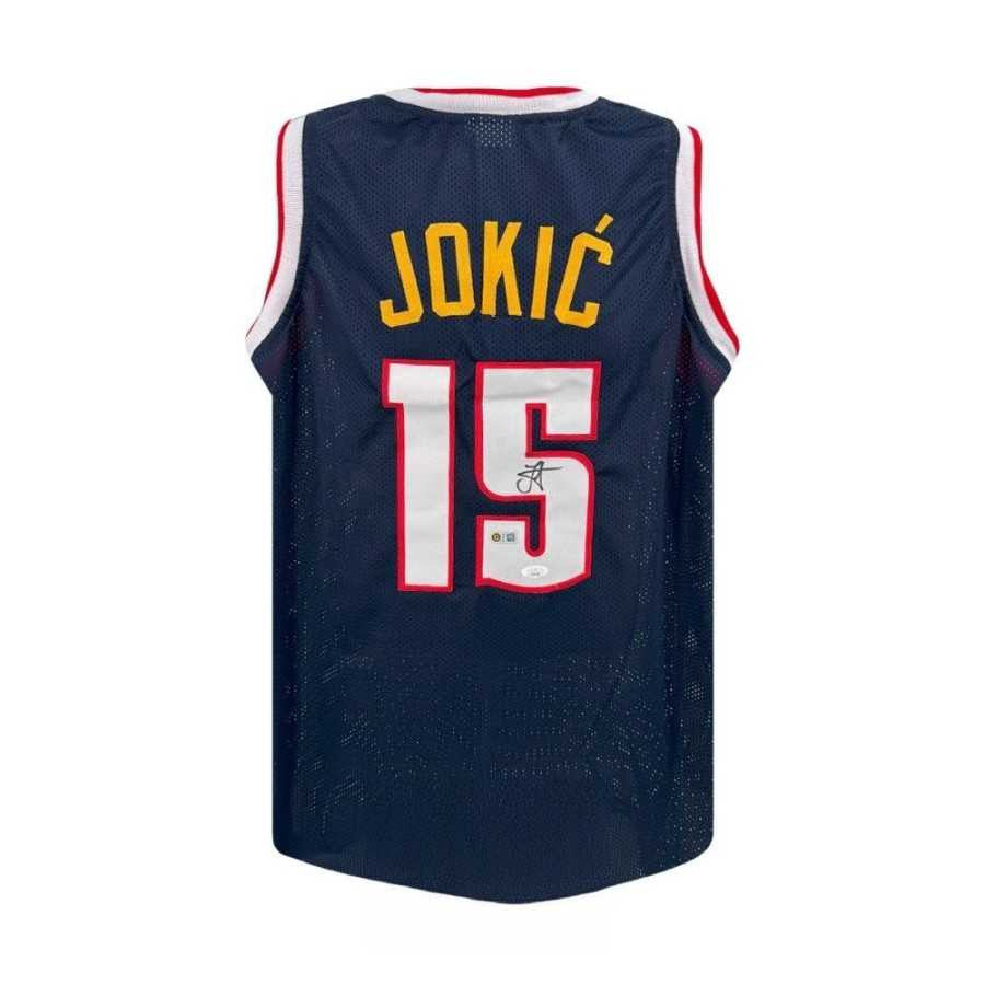 Nikola Jokić Signed Denver Nuggets Navy Custom Jersey – JSA COA