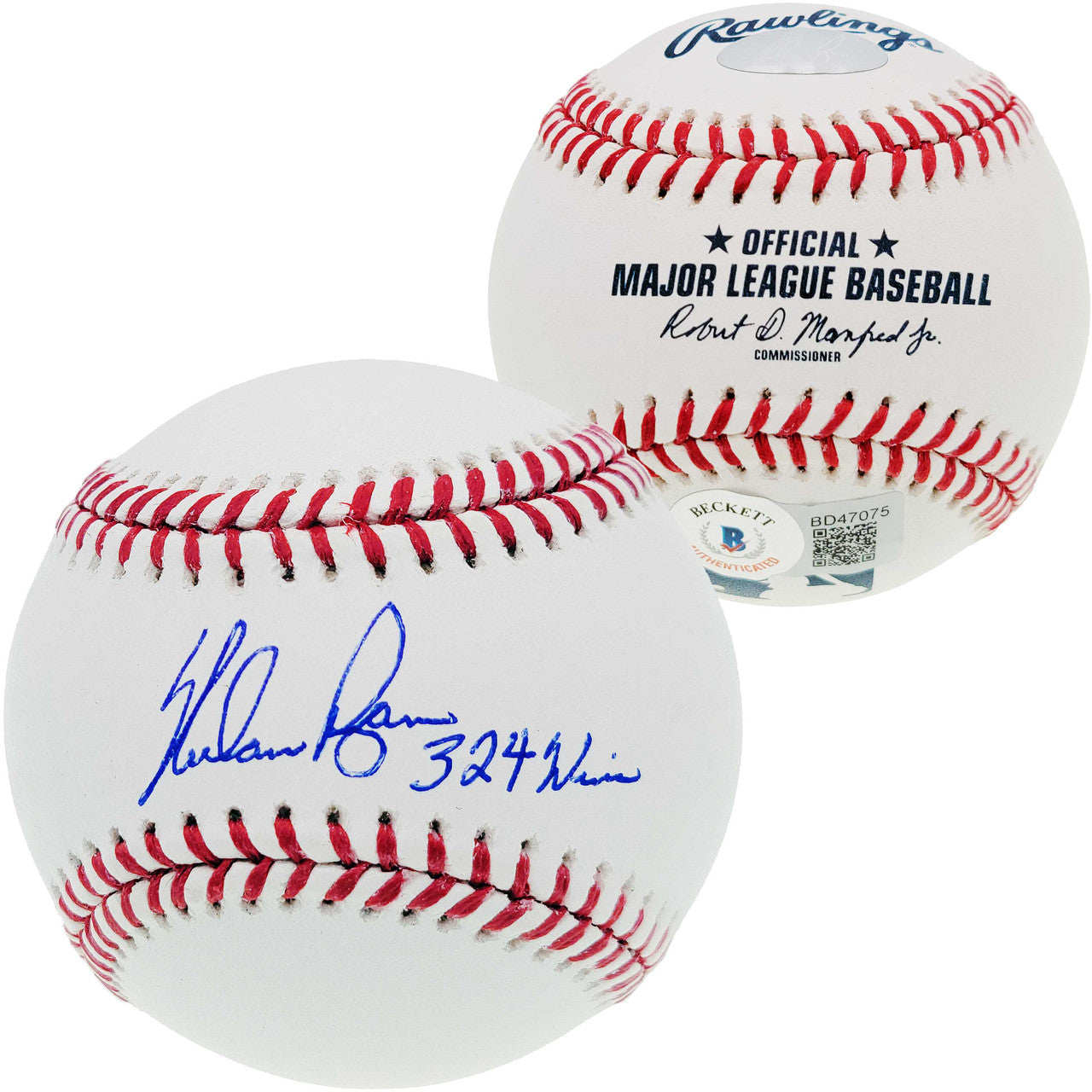Nolan Ryan Autographed Official MLB Baseball Texas Rangers “324 Wins” (Beckett BAS)