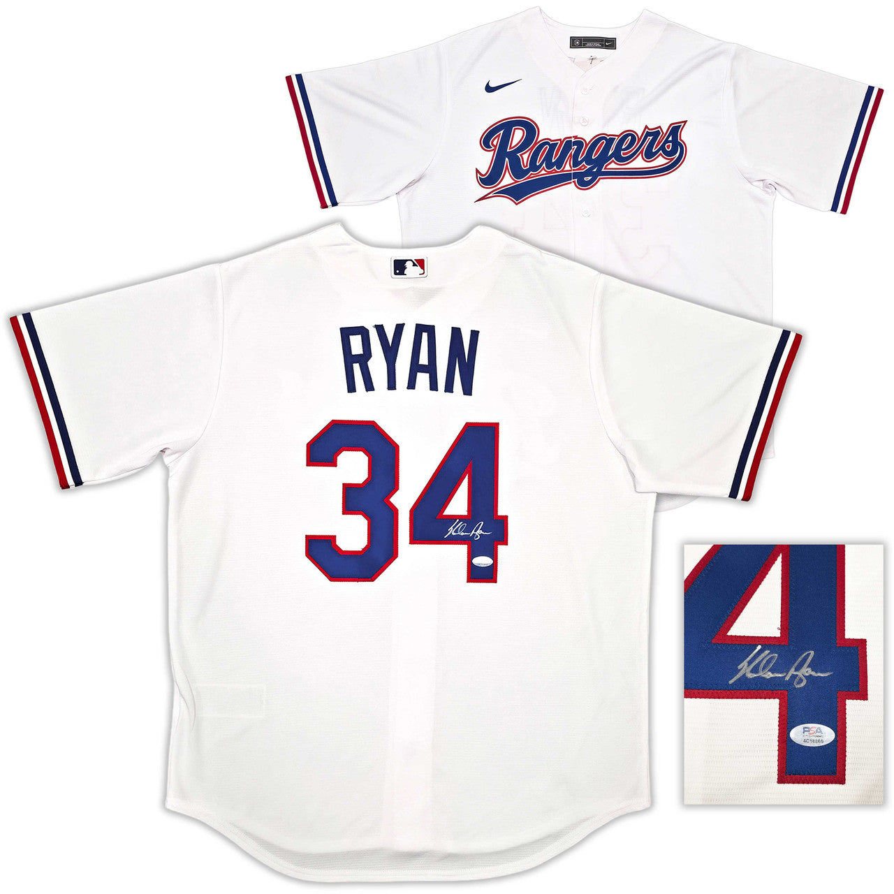 Nolan Ryan Autographed Texas Rangers White Nike Baseball Jersey Size XXL – PSA/DNA ITP
