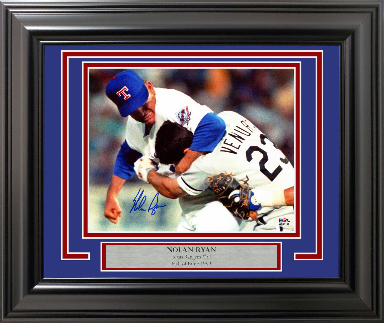 Nolan Ryan Signed Framed 8x10 Texas Rangers “Fight vs. Robin Ventura” Photo – PSA/DNA COA