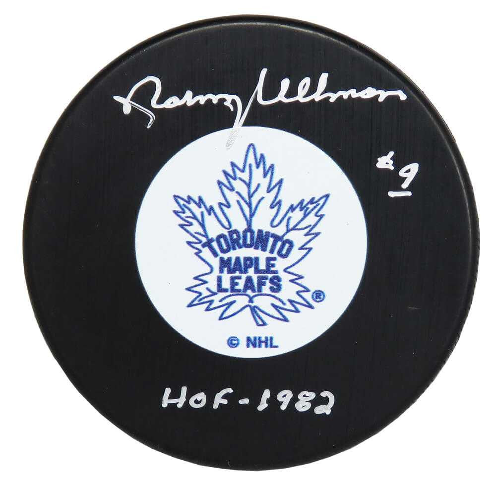 Norm Ullman Signed Toronto Maple Leafs Logo Hockey Puck w/HOF 1982 - Schwartz Authenticated