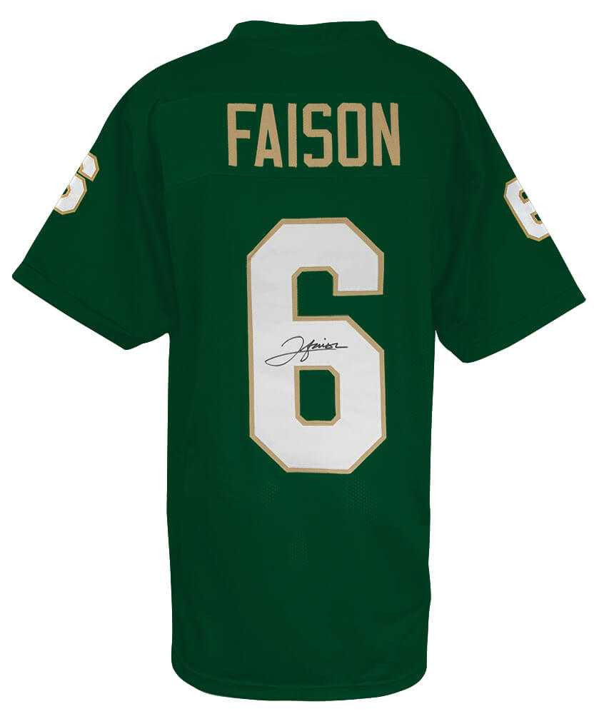 Notre Dame Fighting Irish Jordan Faison Signed Green Jersey - Schwartz Authenticated