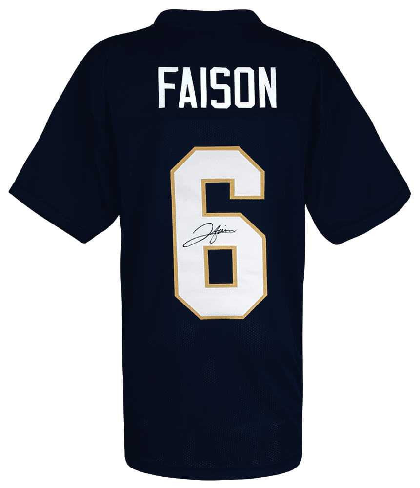 Notre Dame Fighting Irish Jordan Faison Signed Navy Jersey - Schwartz Authenticated