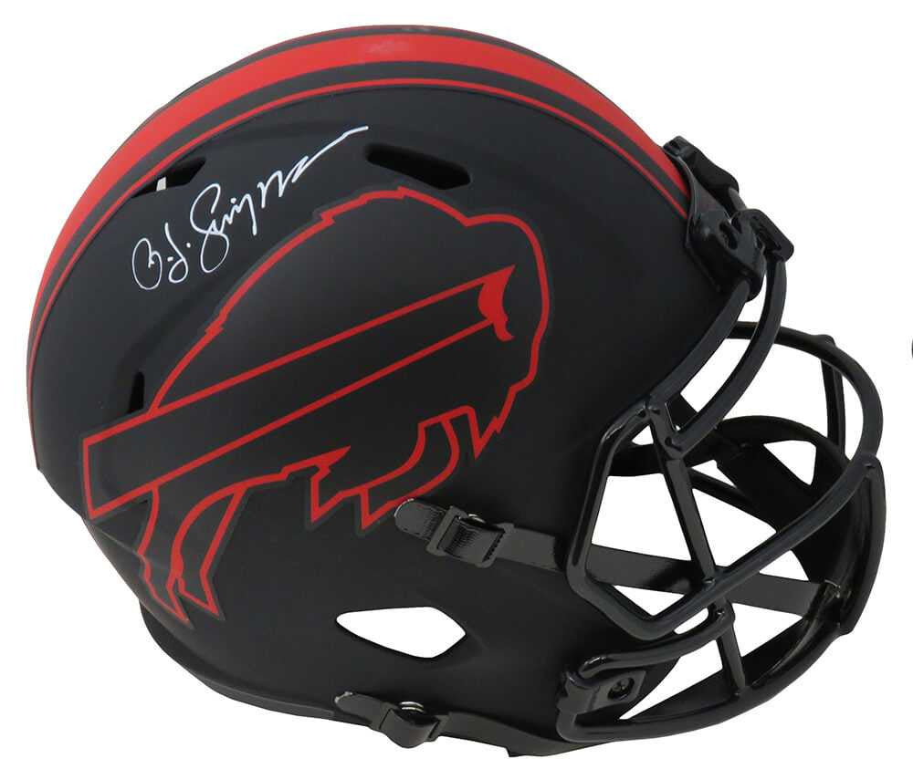 O.J. Simpson Autographed Buffalo Bills Black Eclipse Full Size Speed Replica Helmet (Schwartz Sports COA)