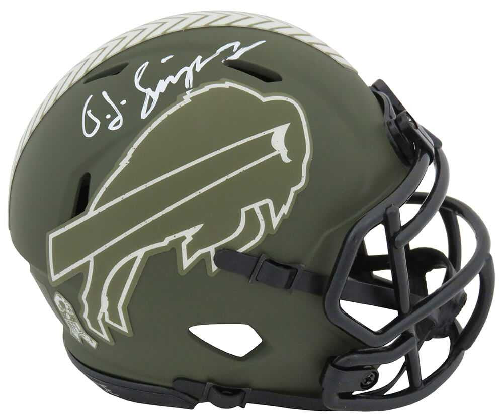 O.J. Simpson Signed Buffalo Bills Salute to Service Riddell Speed Mini Helmet - Schwartz Authenticated