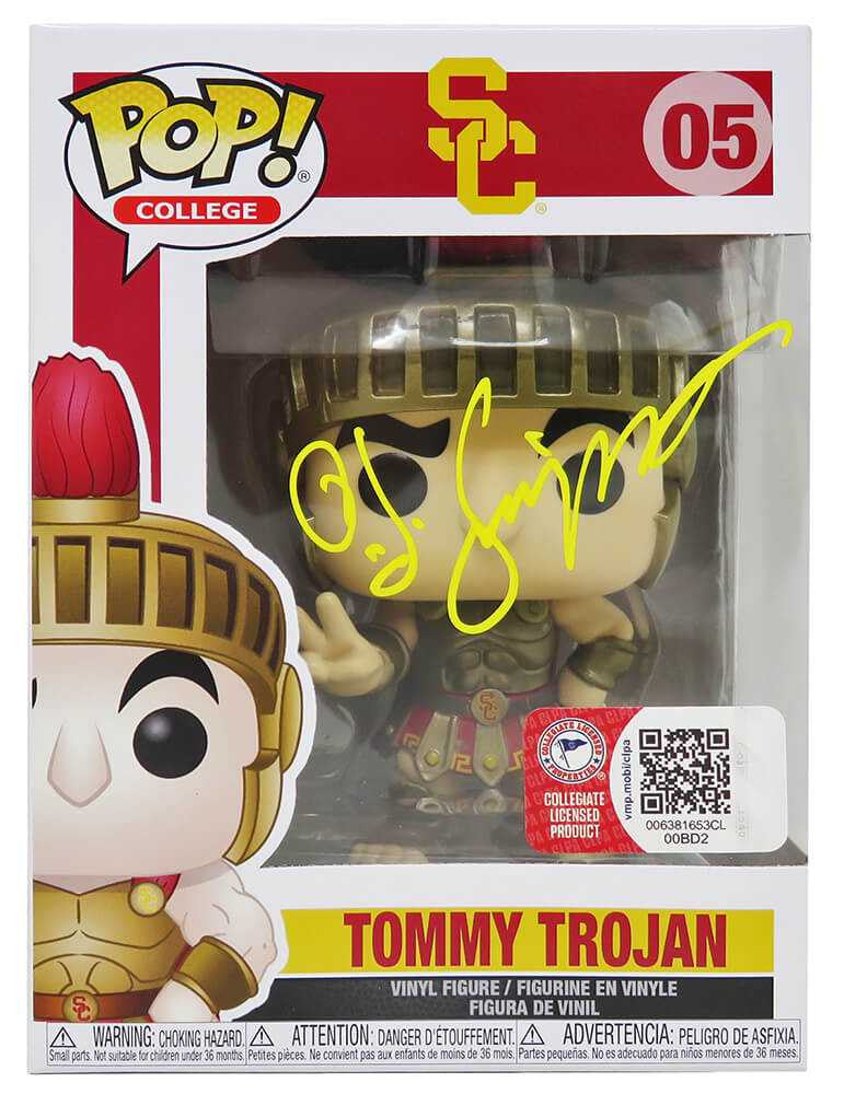 O.J. Simpson Signed USC Trojans Tommy Trojan Funko Pop Doll #05 - Schwartz Authenticated