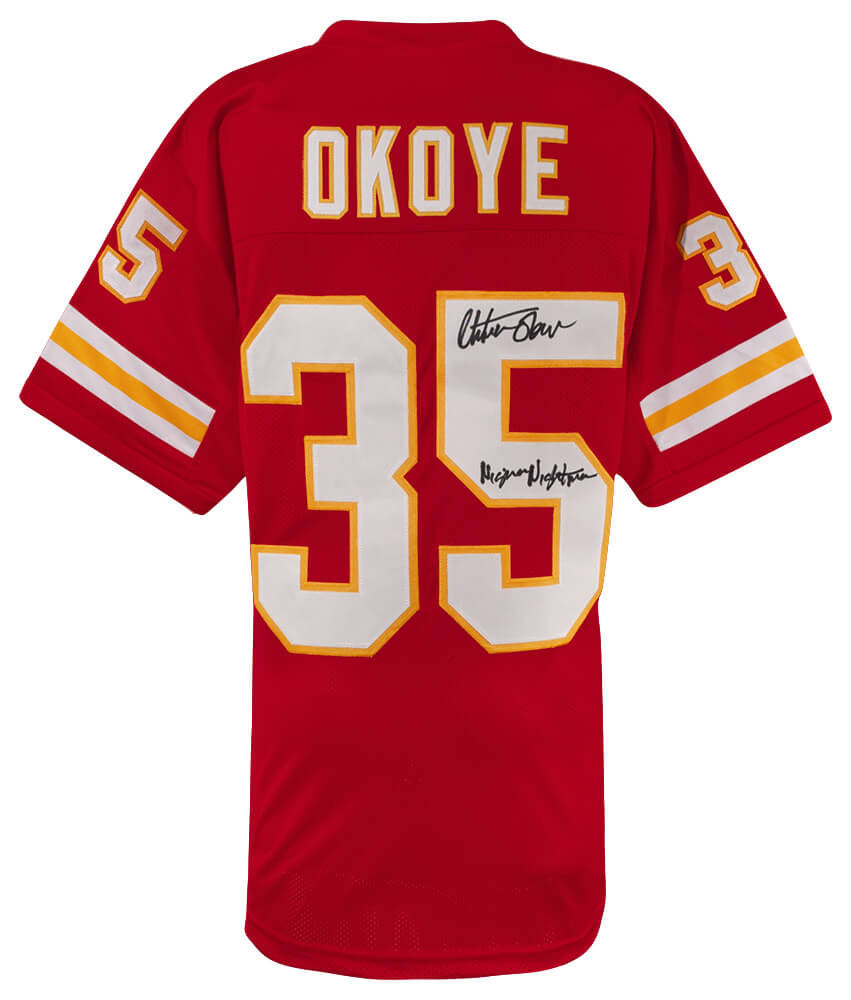 Christian Okoye Signed Kansas City Chiefs Red Custom Football Jersey w/Nigerian Nightmare – Schwartz Authenticated