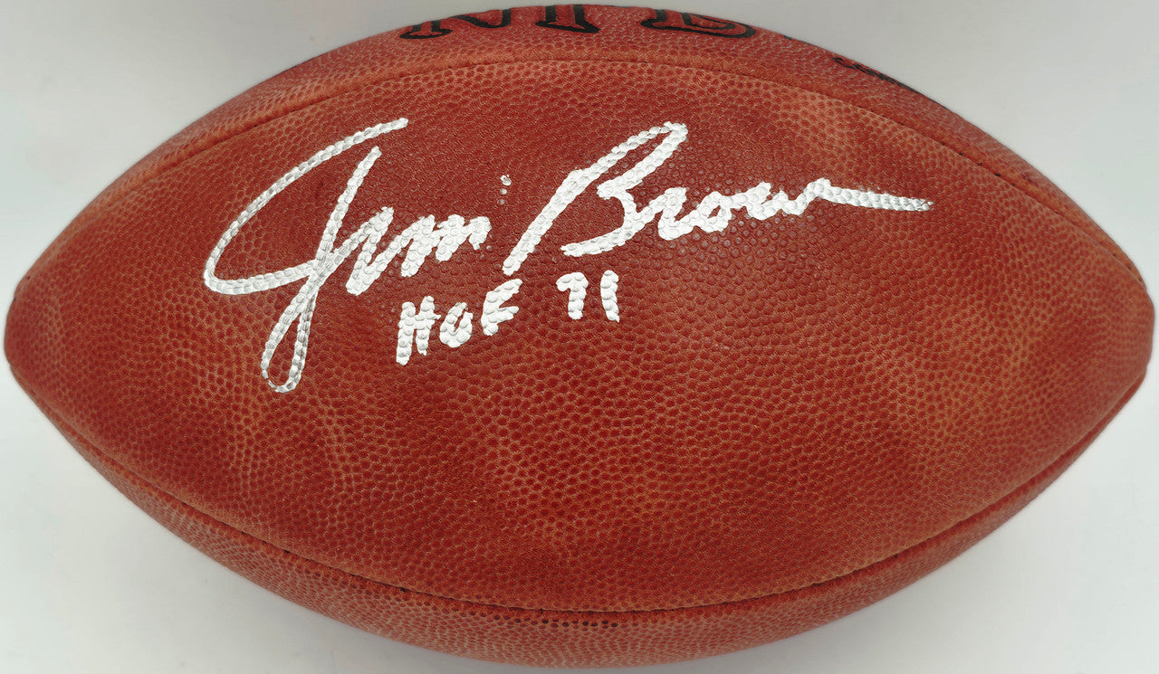 Jim Brown Signed Official NFL Leather Game Football Cleveland Browns “HOF 71” – Beckett BAS QR #BA75005