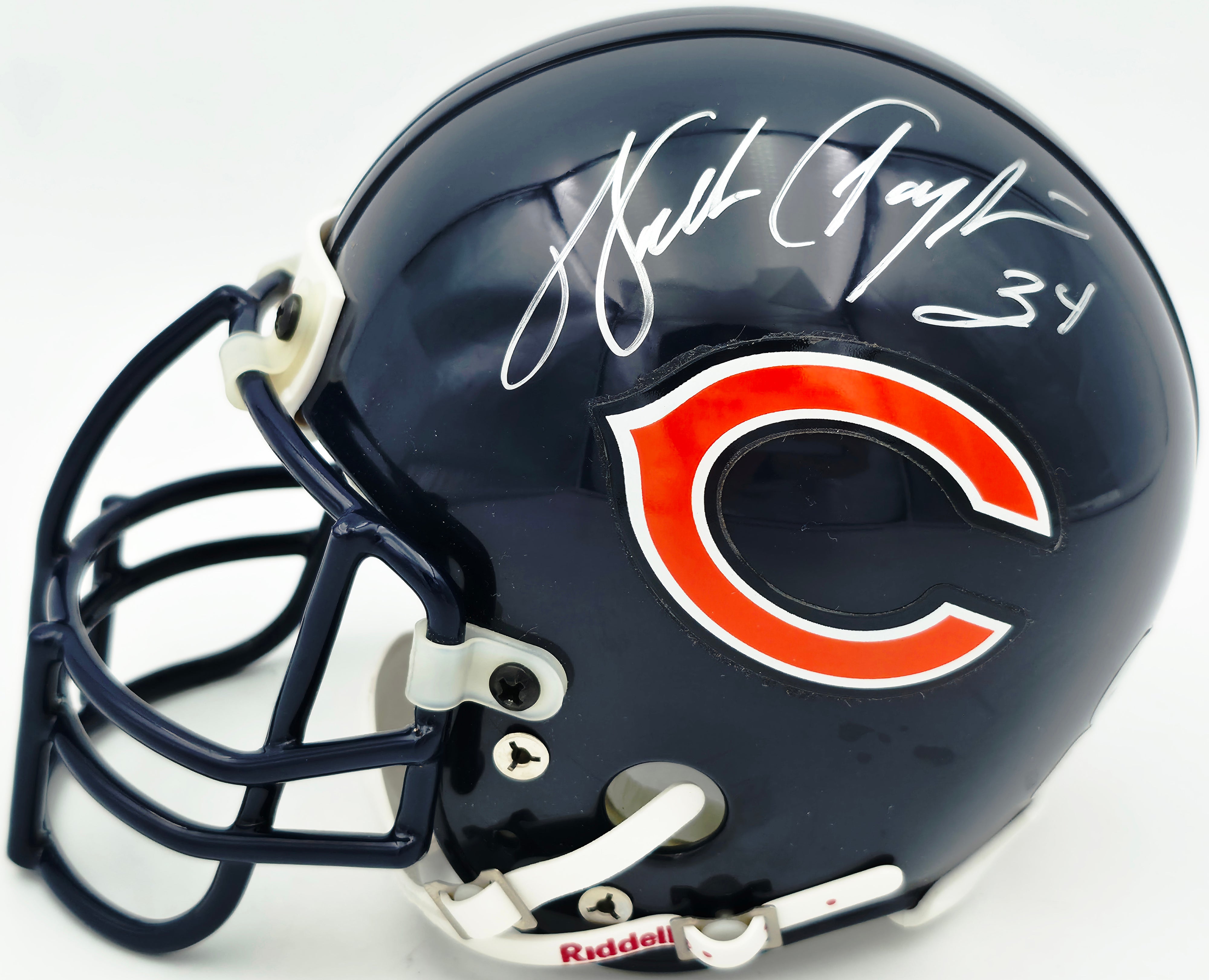 Walter Payton Autographed Bears Mini Helmet Inscribed "34" Beckett BAS Full COA – Sweetness!