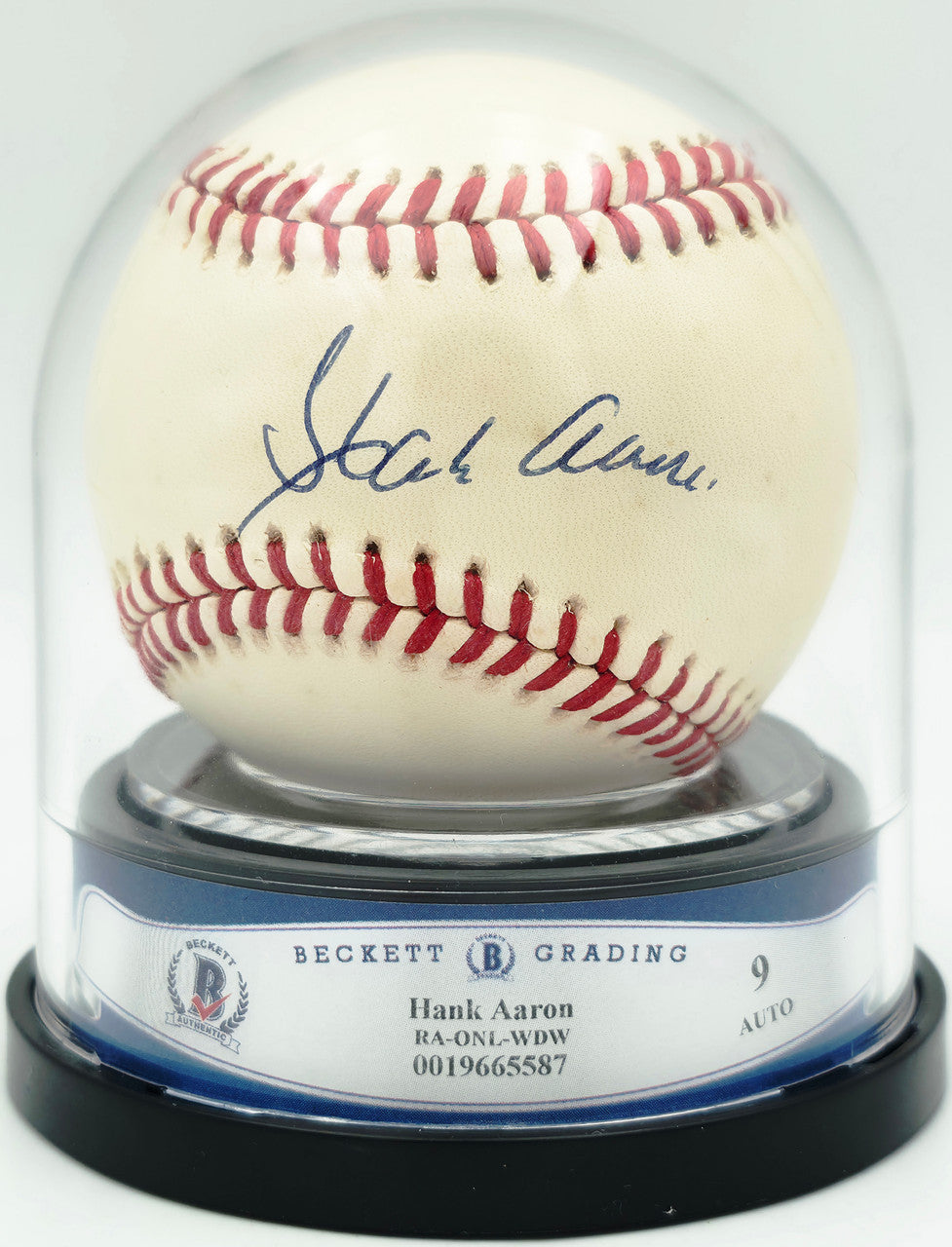 Hank Aaron Autographed Official NL Baseball Atlanta Braves BAS Graded Mint 9 Authenticated!