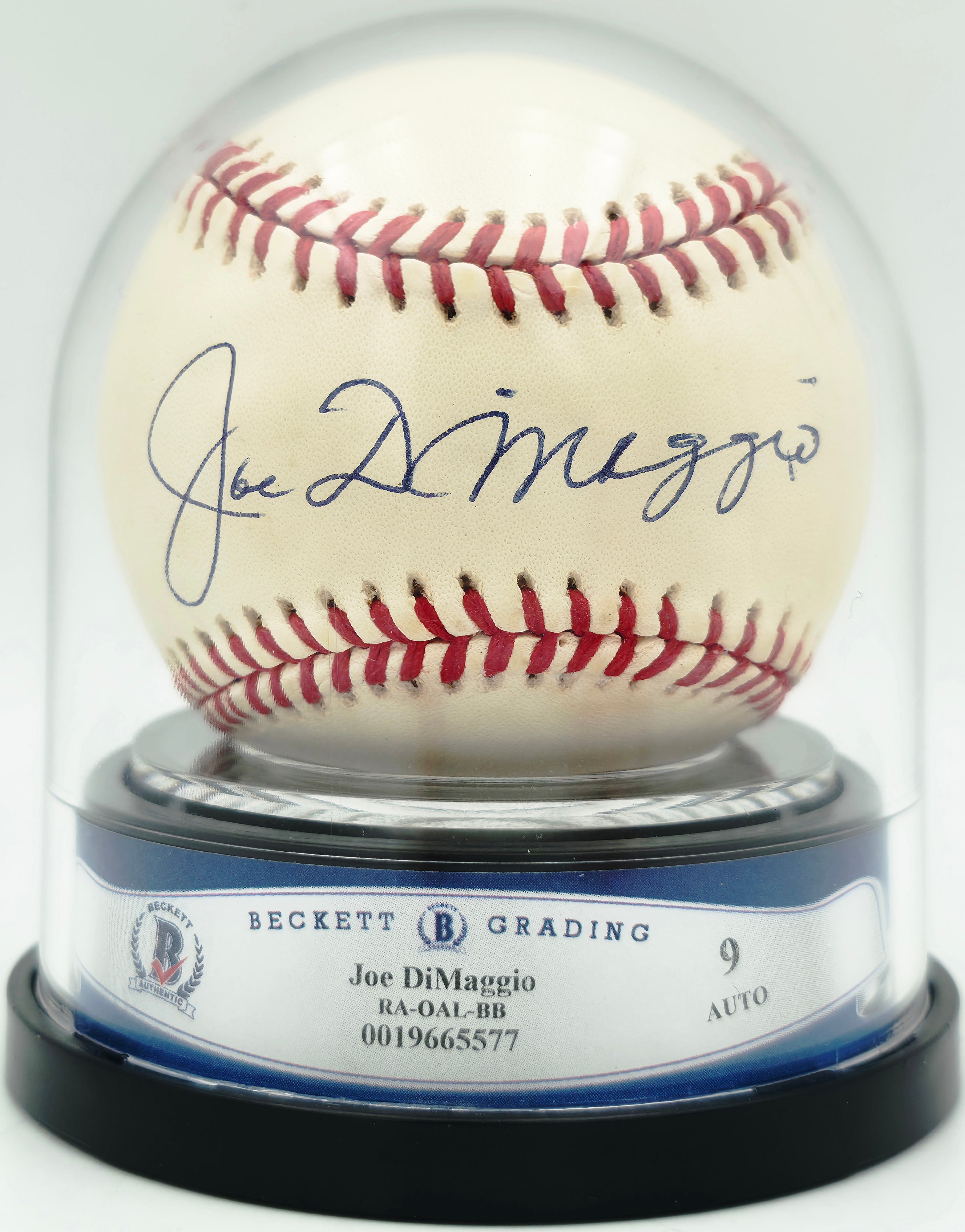 Joe DiMaggio Autographed Official AL Baseball Yankees BAS Graded Mint 9 Authenticated