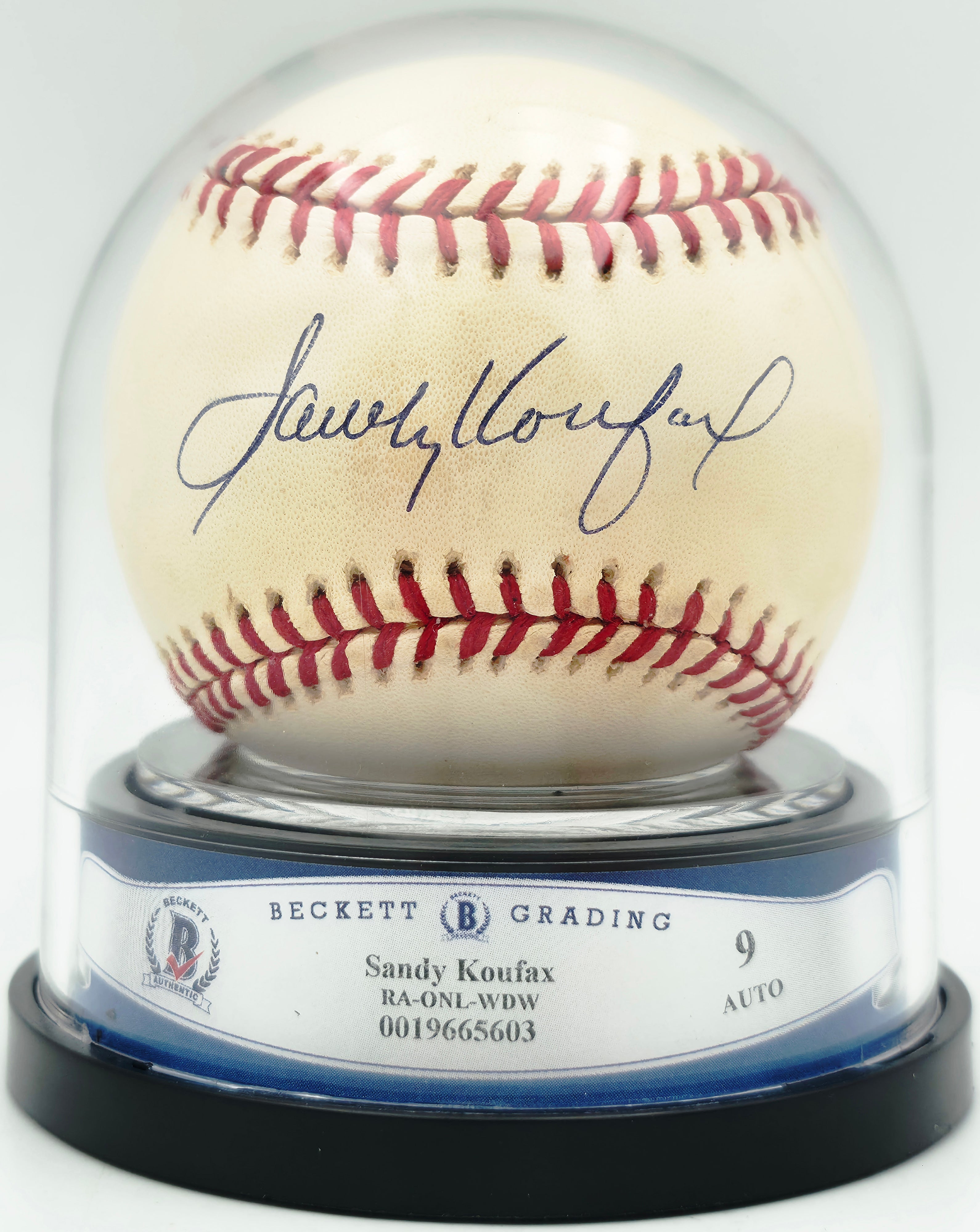 Sandy Koufax Autographed Official NL Baseball Dodgers BAS Graded Mint 9 Authenticated