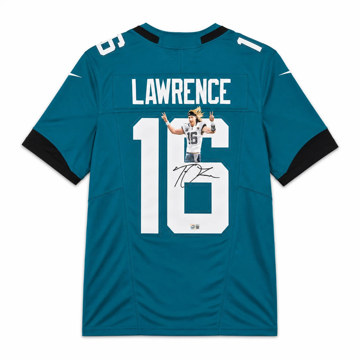 Jacksonville Jaguars Trevor Lawrence Autographed Teal Hand Painted Nike Dry-Fit Jersey Size XL Fanatics Holo #LG20386714